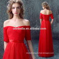 Red Off Schulter Kurzarm V-Ausschnitt Partykleid Abendkleid